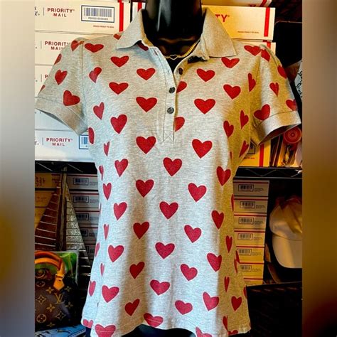 burberry heart print shirt ebay|BURBERRY BRIT Heart Print Stretch Cotton Piqué Polo Shirt in .